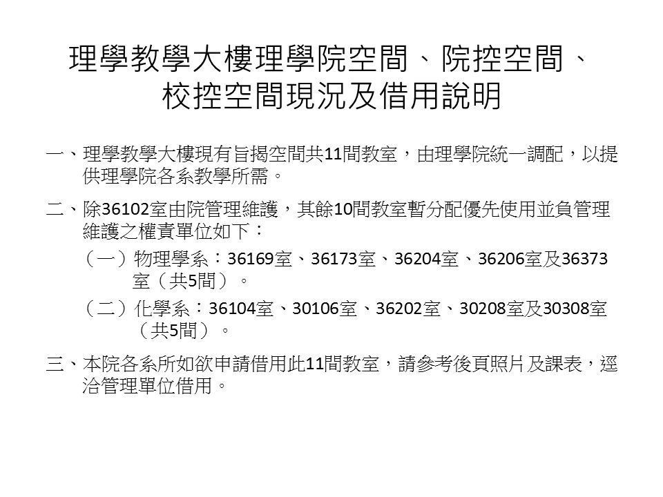 理學院空間說明